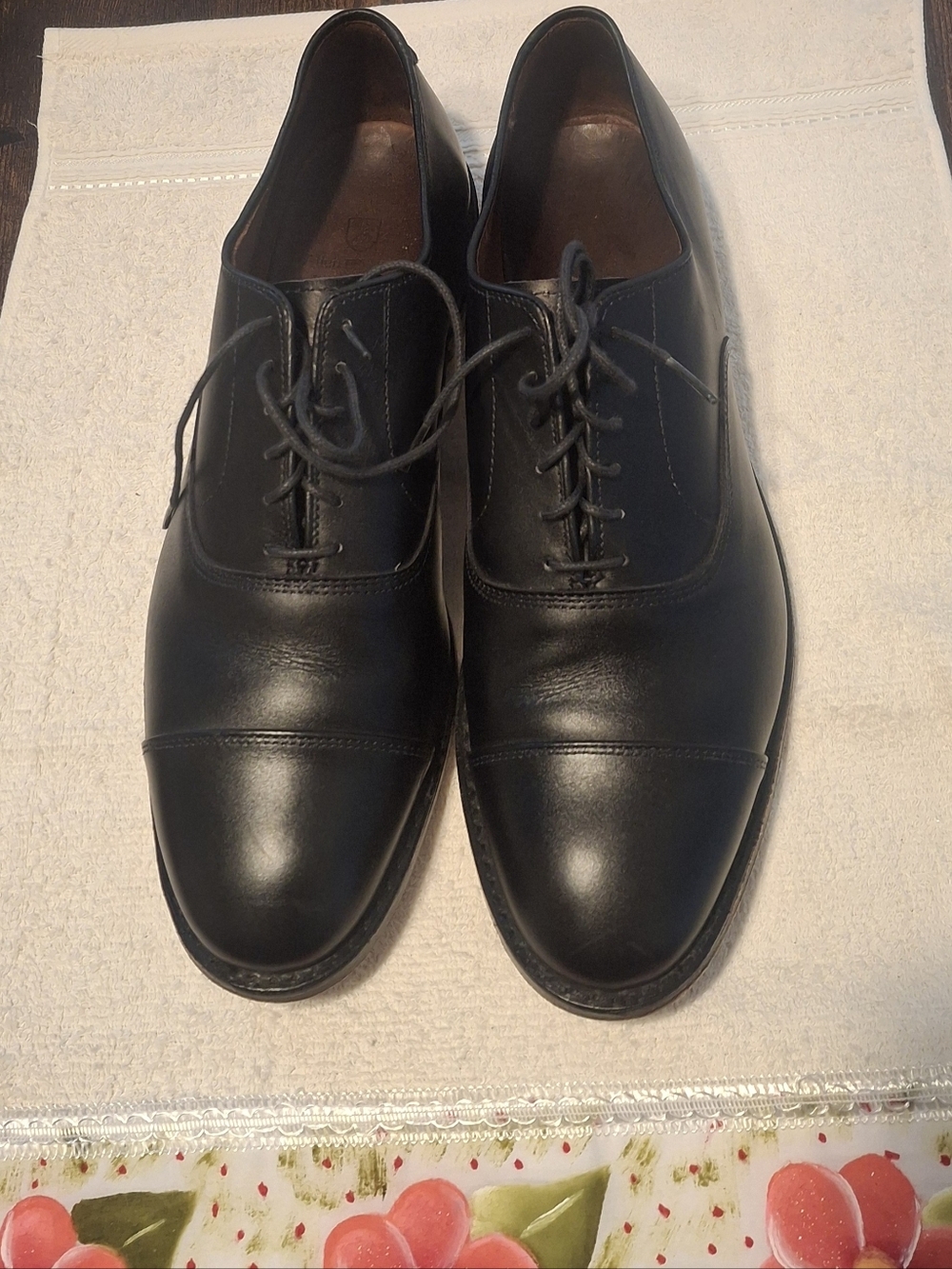 Allen Edmond Mens 11 D Park Avenue Black Leather Cap Toe Oxford Shoes Derby